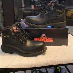 ⭐️Brahma Steel Toed Black Boots Size 7.5 LIKE NEW!